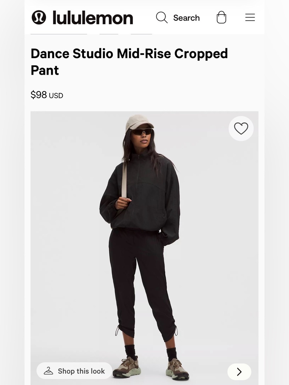 Lululemon Dance Studio Mid-Rise Cropped Pant (Black, 0)